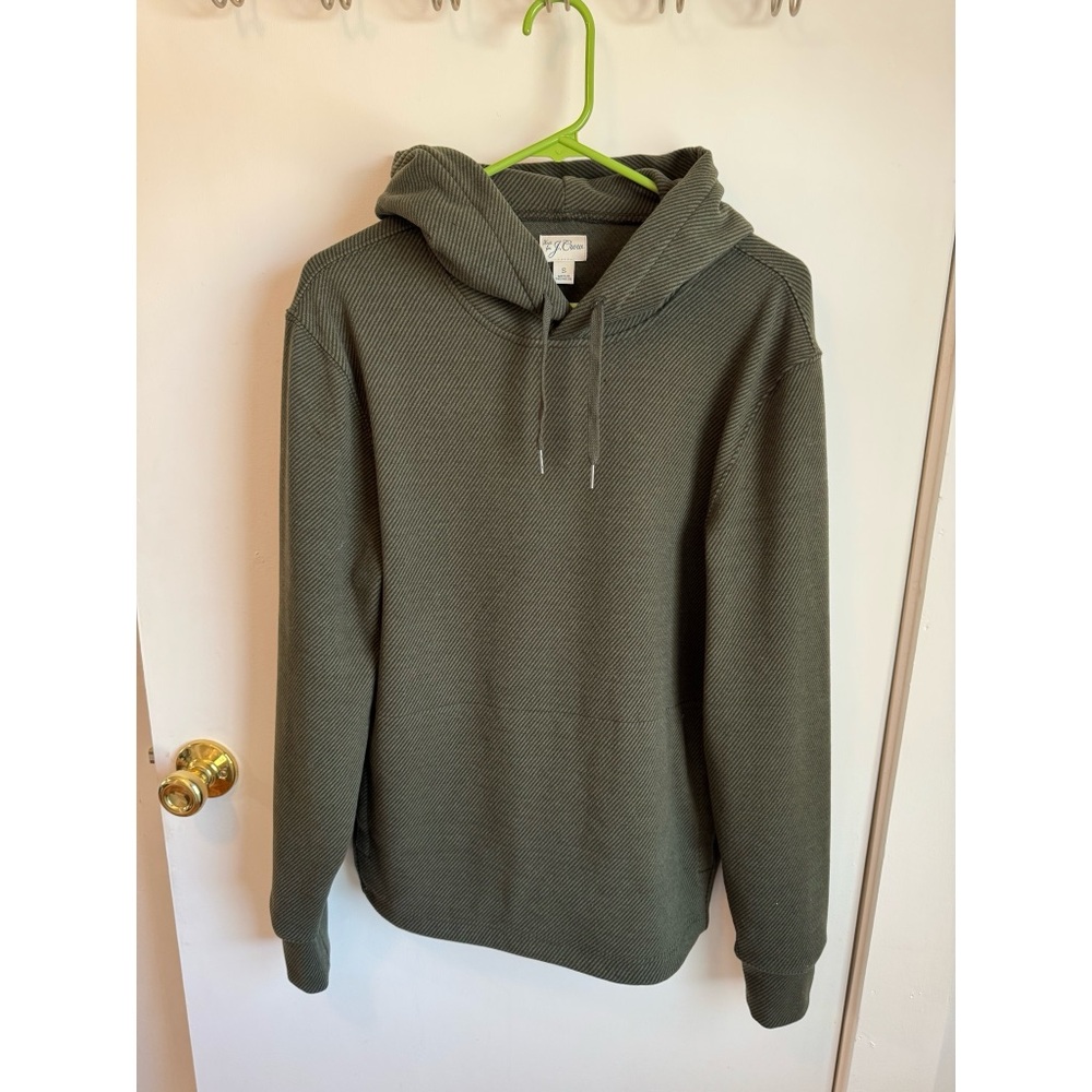 J. Crew Striped Olive Green Hoodie Sweatshirt, size small